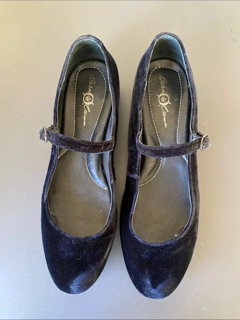 Born Crown Navy Blue Leather Velvet Mary  Jane Shoe Sz 9.5 Romantic Cottage Chic